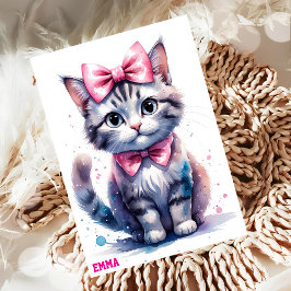 Schattigee kat met boog Happy Birthday Kaart