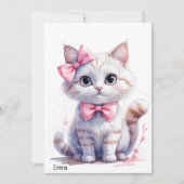 Schattigee kat met boog Happy Birthday Kaart (Voorkant)