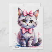 Schattigee kat met boog Happy Birthday Kaart (Voorkant)