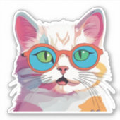 Schattigee kat met bril Clipart-78197 Sticker (Voorkant)