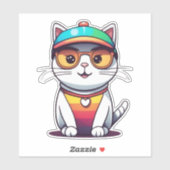 Schattigee kat met bril en Pet-78196 Sticker (Vel)
