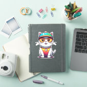 Schattigee kat met bril en Pet-78196 Sticker (iPad Cover)