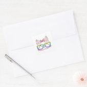 Schattigee kat met bril vierkante sticker (Envelop)