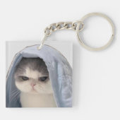 Schattigee kat met deken sleutelhanger (Achterkant)