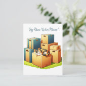 Schattigee kat met dozen familie We hebben verplaa Briefkaart (Staand voorkant)