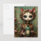 Schattigee kat met een drankfles briefkaart (Voorkant / Achterkant)