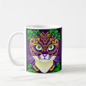Schattigee kat met een Mardi Gras Mask Koffiemok (Links)