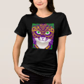 Schattigee kat met een Mardi Gras Mask Tri-Blend Shirt (Voorkant)