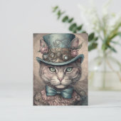 Schattigee kat met een Steampunk Tophat Briefkaart (Staand voorkant)