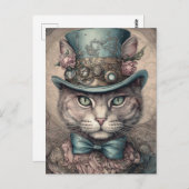 Schattigee kat met een Steampunk Tophat Briefkaart (Voorkant / Achterkant)