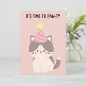 Schattigee kat met feestverjaardagskaart van het p feestdagenkaart (Staand voorkant)