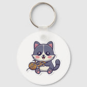 Schattigee kat met garen Classic T-shirt Sleutelhanger (Voorkant)