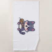 Schattigee kat met garen Classic T-shirt Strandlaken (Voorkant)