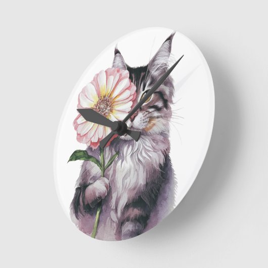 Schattigee kat met grote bloem | Schattige Maine c Ronde Klok (Hoek)