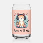 Schattigee kat met hoofdtelefoon Kawaii Music Love Blikvorm Glas (Voorkant)