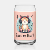 Schattigee kat met hoofdtelefoon Kawaii Music Love Blikvorm Glas (Achterkant)
