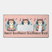 Schattigee kat met hoofdtelefoon Kawaii Music Love Bureaumat (Keyboard & Muis)