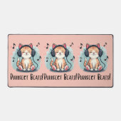 Schattigee kat met hoofdtelefoon Kawaii Music Love Bureaumat (Voorkant)