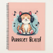 Schattigee kat met hoofdtelefoon Kawaii Music Love Planner (Voorkant)