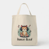 Schattigee kat met hoofdtelefoon Kawaii Music Love Tote Bag (Achterkant)