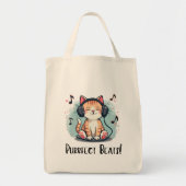 Schattigee kat met hoofdtelefoon Kawaii Music Love Tote Bag (Voorkant)