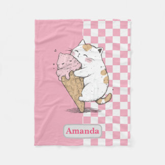 Schattigee kat met Ice Cream Cone Fleece Deken