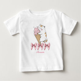 Schattigee kat met ijsje en naam T-shirt