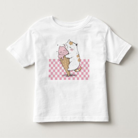 Schattigee kat met ijskegel kinder shirts (Voorkant)