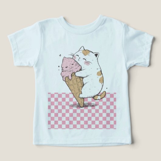 Schattigee kat met ijskegel peuter T-Shirt (Design voorkant)