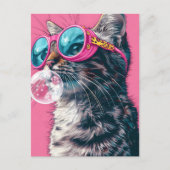 Schattigee kat met kauwgom, roze, Postcrossing Briefkaart (Voorkant)