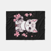 Schattigee kat met kersenbloesems i Kinder kat Fleece Deken (Voorkant (Horizontaal))