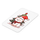 Schattigee kat met kerstmuts in de buurt van de ke magneet (Linkerzijde)