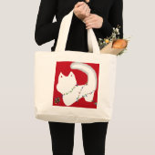 Schattigee kat met kerstverlichting grote tote bag (Voorkant (product))