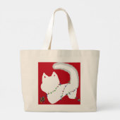 Schattigee kat met kerstverlichting grote tote bag (Achterkant)