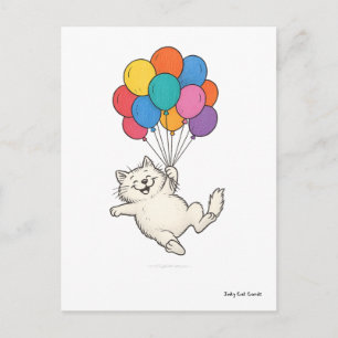 Schattigee kat met kleurrijke ballonnen briefkaart