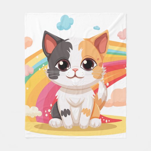 Schattigee kat met levendige kleuren Design Fleece Deken (Voorkant)