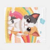 Schattigee kat met levendige kleuren Design Fleece Deken (Voorkant (Horizontaal))