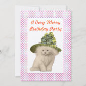 Schattigee  Kat met  Limoen Verjaardagsfeest Kaart (Achterkant)