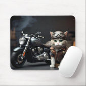 Schattigee kat met motorfiets Muismat (Met muis)