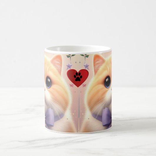 Schattigee kat met Paarse boog Mok (Center)