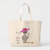 Schattigee kat met Pet Grote Tote Bag (Voorkant)