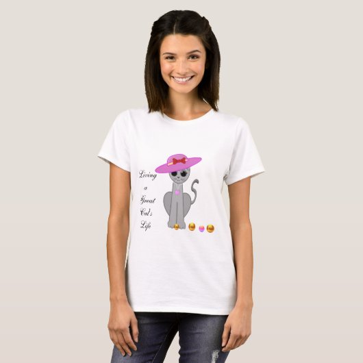 Schattigee kat met Pet T-shirt (Voorkant volledig)
