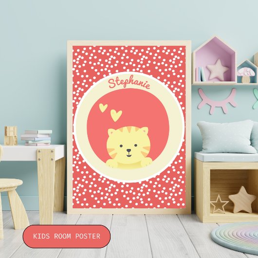 Schattigee kat met polkadots leuke Kinder slaapkam Poster