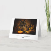 Schattigee kat met pompoen - Thanksgiving! Feestdagen Kaart (Achterkant)
