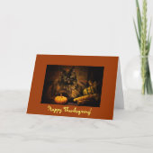 Schattigee kat met pompoen - Thanksgiving! Feestdagen Kaart (Voorkant)