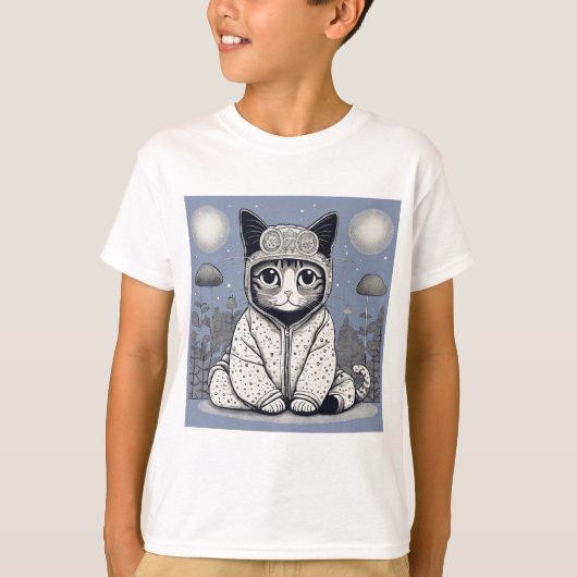 Schattigee kat met pyjama t-shirt (Voorkant)