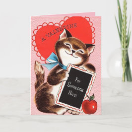 Schattigee kat met rode hart Valentijnsdag Kaart