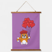 Schattigee kat met rode hartballonnen hangend wandkleed (Voorkant)