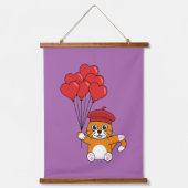 Schattigee kat met rode hartballonnen hangend wandkleed (Voorkant 2)