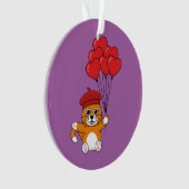 Schattigee kat met rode hartballonnen ornament (voorkant)